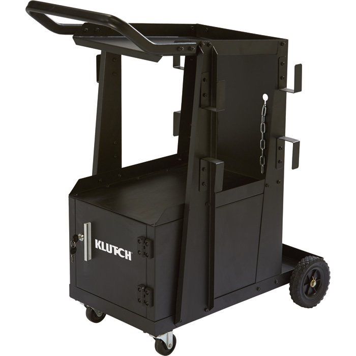 Klutch 2-Tier Welding Cart with Locking Cabinet