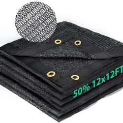 50% Shade Cloth 12x12 ft, Breathable HDPE Mesh Sun Shade Tarp for Garden & Greenhouse, UV Resistant Outdoor Shade Fabric with Copper Grommets for Plan