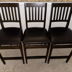Three Folding Wooden Chairs