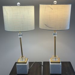 Handcrafted buffet lamp with marble and brass base.