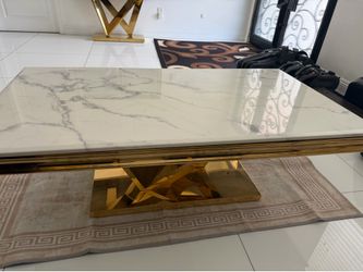 Beautiful, gold and white marble coffee table
