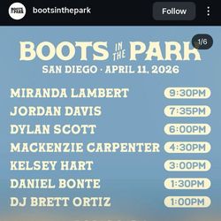Boots in the Park GA Pit Pass +