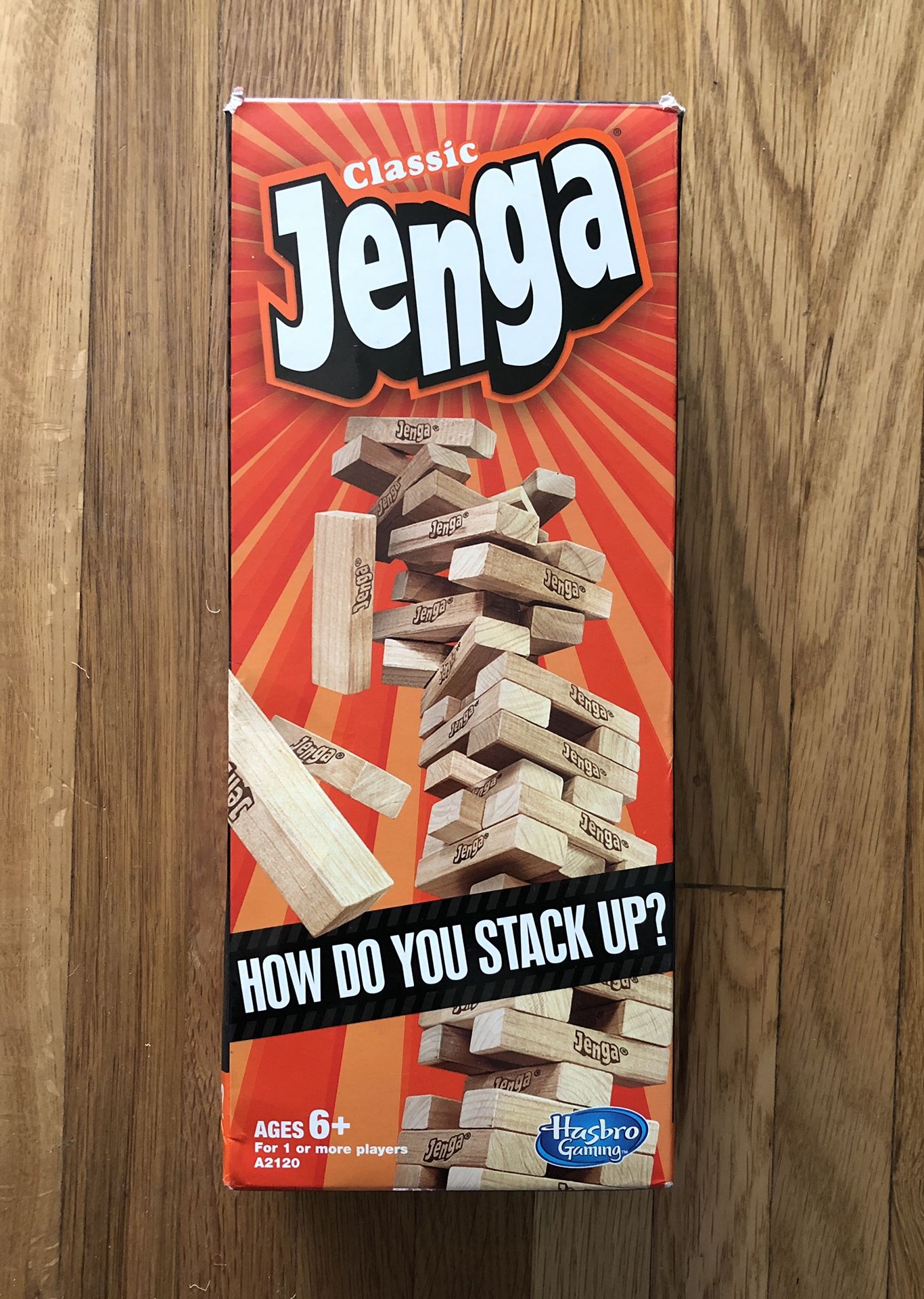 Jenga Classic Game Hardwood Blocks Stacking Tumbling Tower Kids Game Ages 6 and Up, 54 pcs