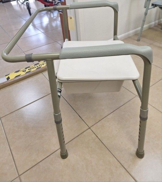 Drop Arm Commode with Padded Seat and Backrest