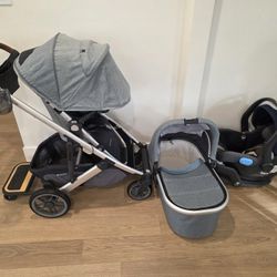 Uppababy Cruz V2 Full Set, Car Seat, Bassinet 