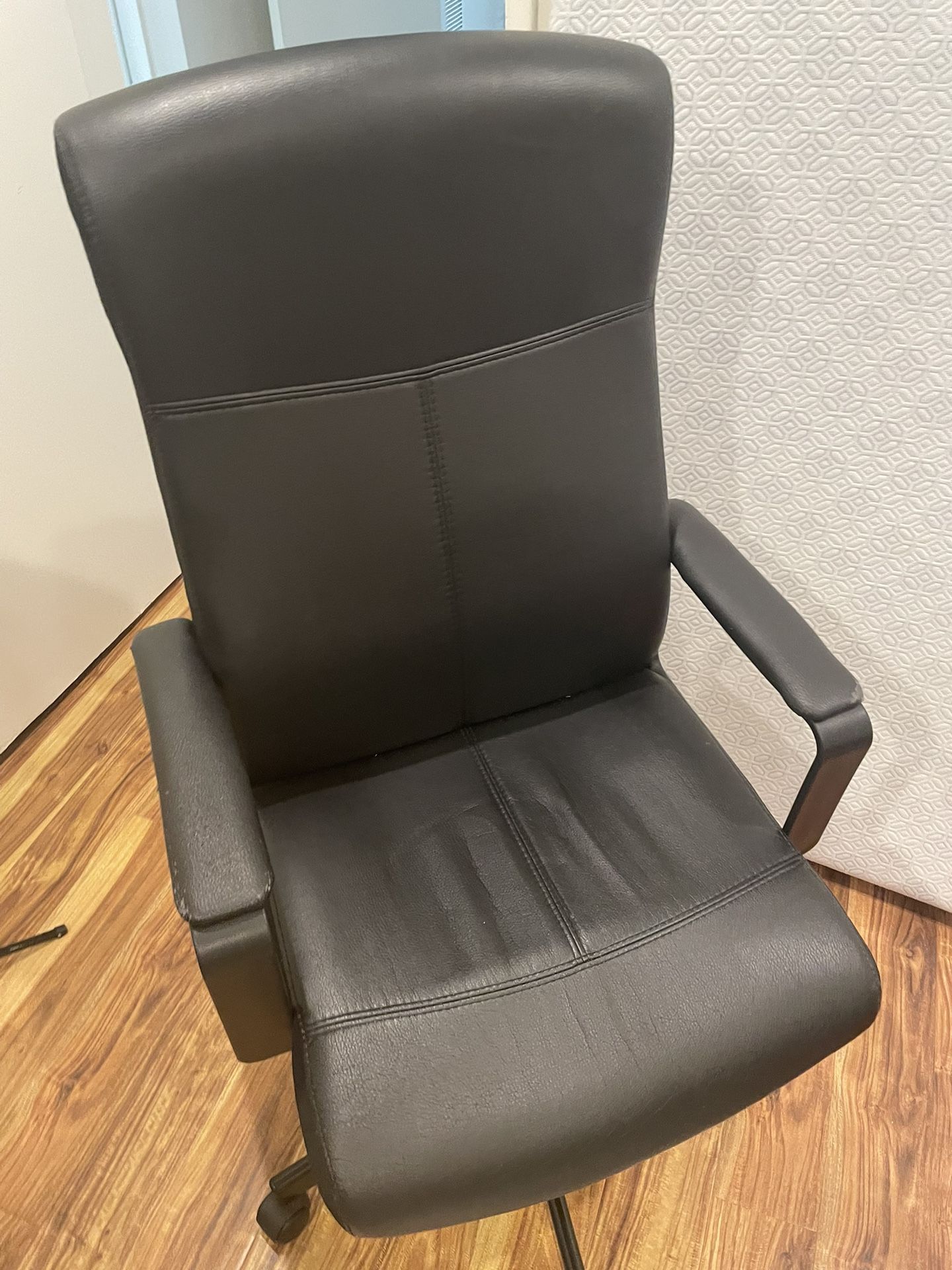 Black Swivel Faux Leather Office Chair