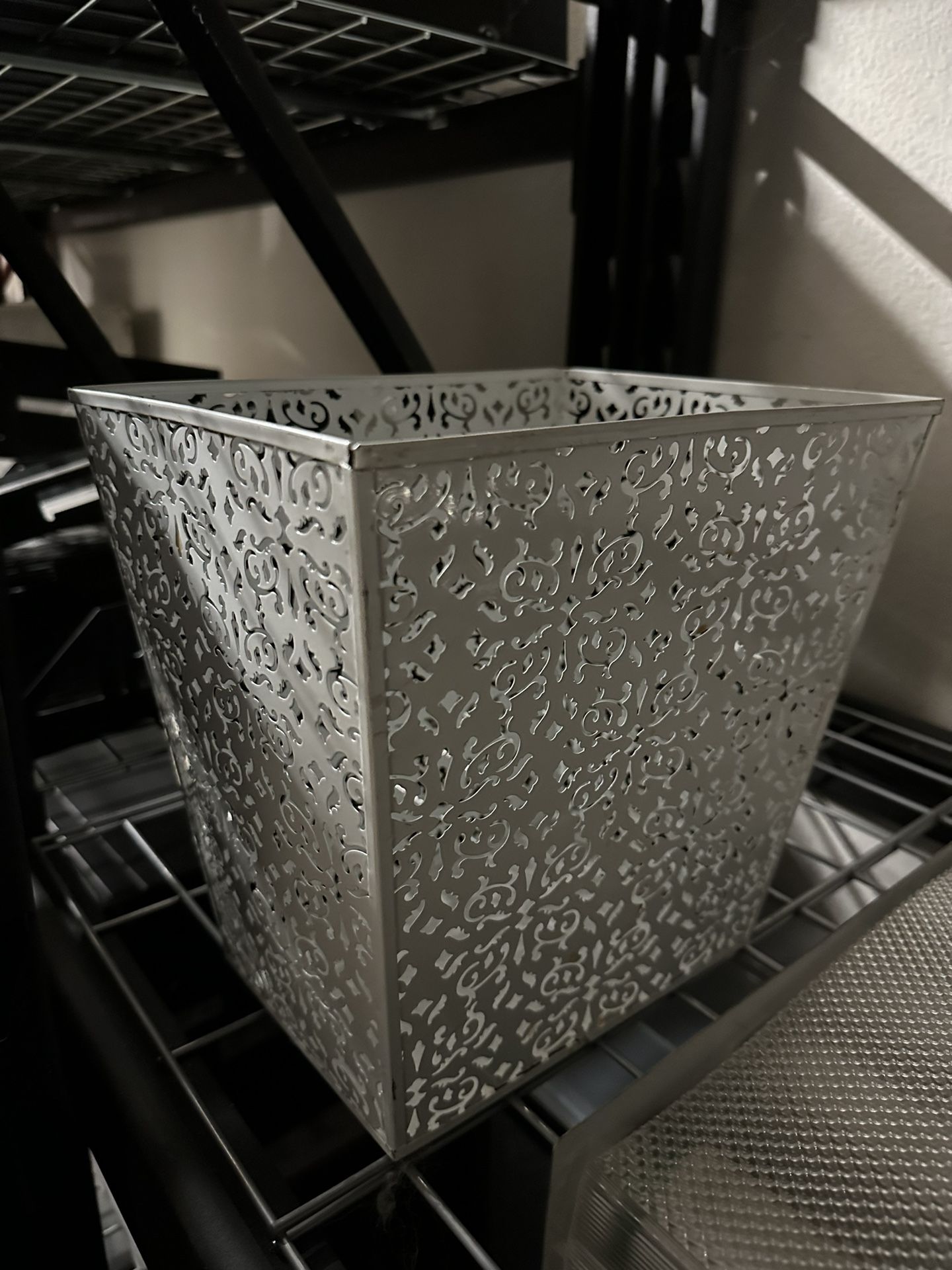 White Metal Garbage Can - Small