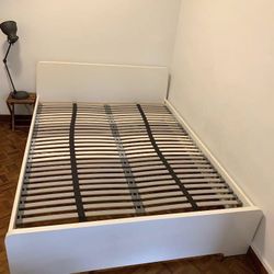 Great Condition Ikea Askvoll Queen Bed Frame With Lonset Slats