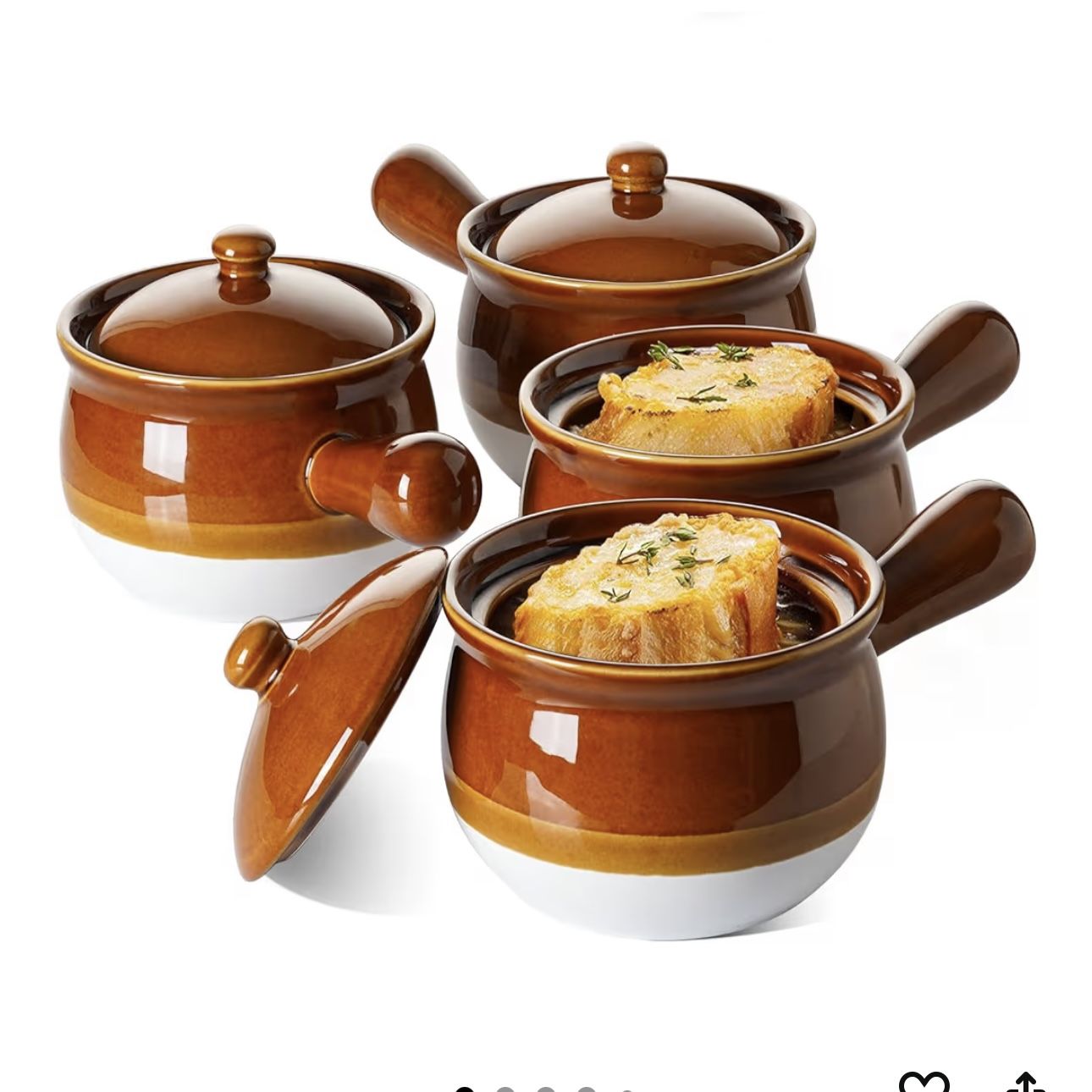 LE TAUCI French Onion Soup Bowls, 22 Ounce Ceramic Soup Bowls with Handles