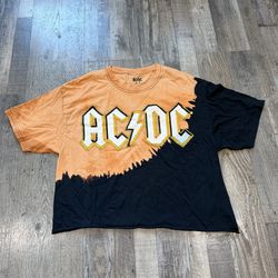 AC/DC Split Dye Cropped Tee - Size Medium