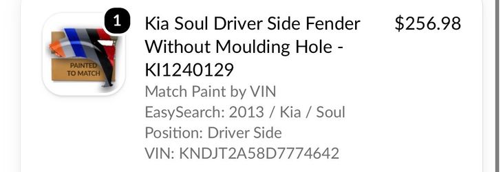 Kia Soul Driver Side Fender