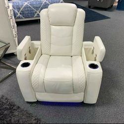 Party Time Power White Recliner