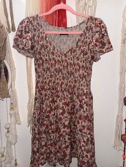 Fall floral stretchy dress double layered size M