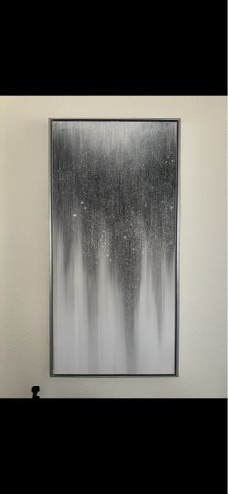 Abstract Black and White Glitter Canvas Wall Art