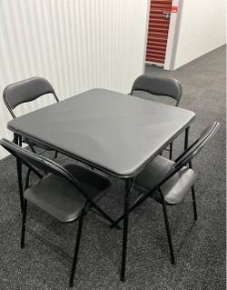 Black Folding Card Table and 4 Chairs Set