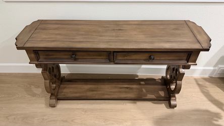 Wood Console Table with Two Drawers