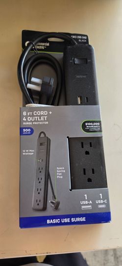 Commercial Electric 4-Outlet Surge Protector with USB