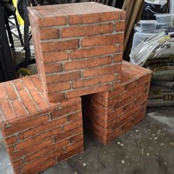 Wood Boxes Wrapped In Brick Wallpaper