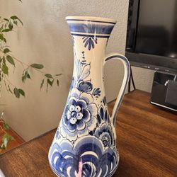 Hand Painted Vintage Delft Vase From Holland