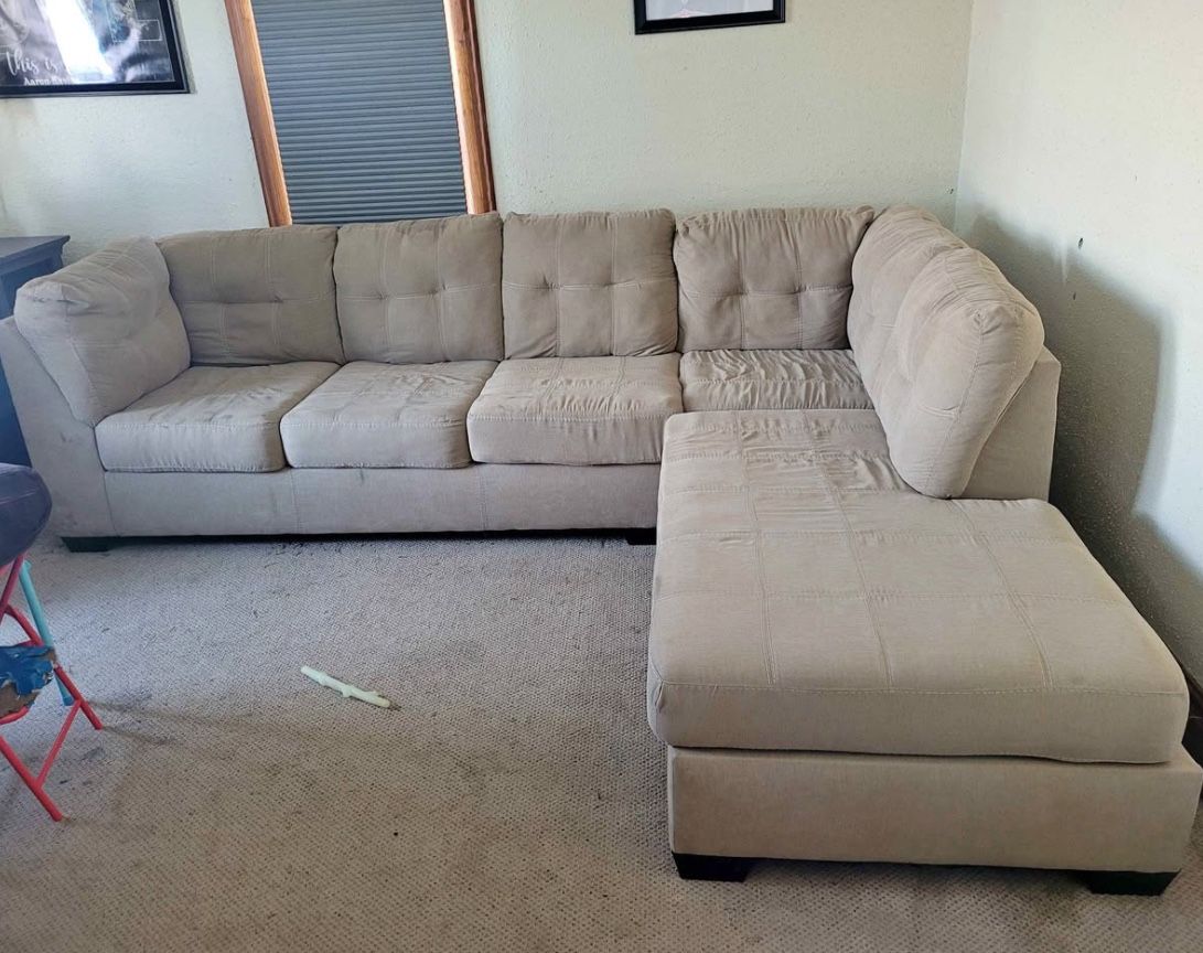 Comfortable Beige/Grey Sectional