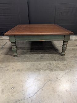 Green Two-Tone Square Wood Coffee Table