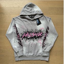 Grey And Pink Hellstar Hoodie