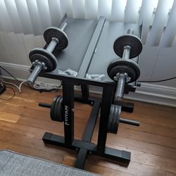 Workout Stand/Plate/Dumbbells And Weights