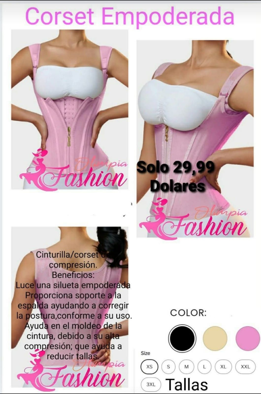 Fajas Colombiana . Todo Tamaños Y Disponible En 3 Colores . Negro , Beige, Pink