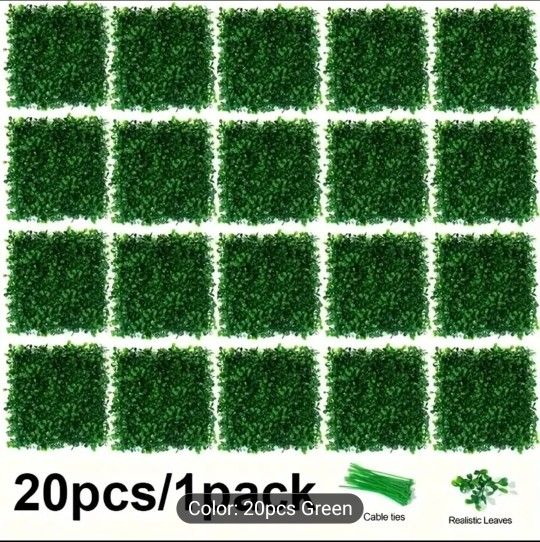 20pcs Artificial Plant Wall with Nylon Belt, Artificial Lawn for Home, Garden, Courtyard, Party Decoration, Decorative Plant Lawn, Artificial Plants &