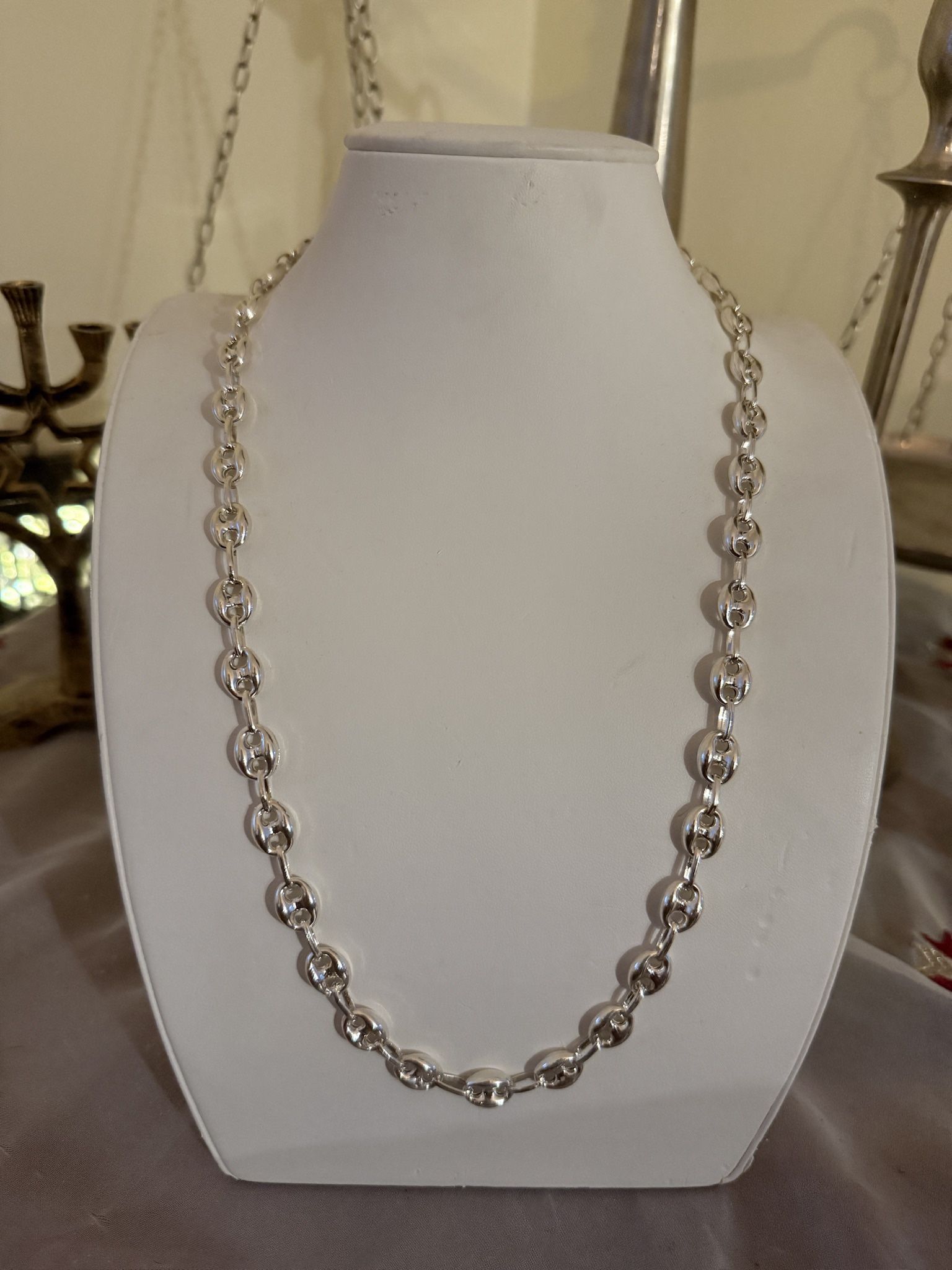 Men’s Silver Coffee Bean Necklace 925