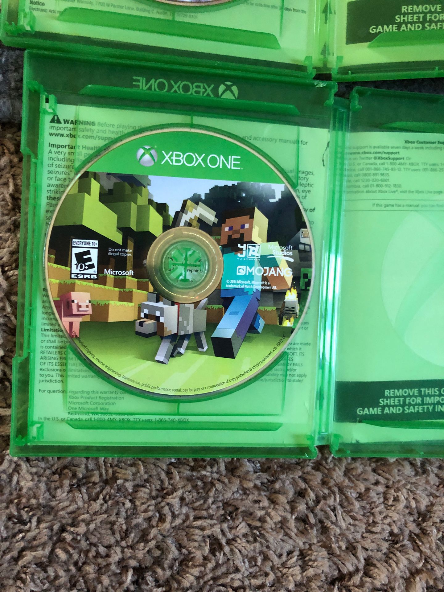 Selling Madden 15 and Minecraft. No scratches. Used. Good condition