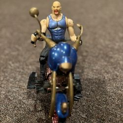 1999 Toy Biz WCW Goldberg Blue Flame Chopper Motorcycle Complete w/ Figure RARE