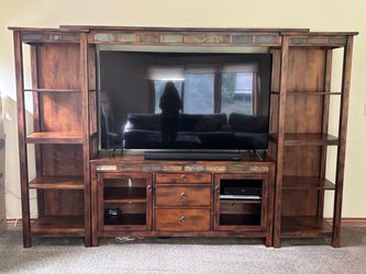 Beautiful Wood Entertainment Center - 3 pieces