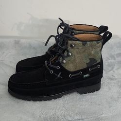 Polo Ralph Lauren Ranger Mid Camo/Black Suede Boots Size:7.5