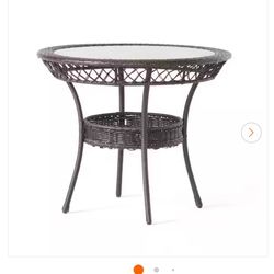 (NEW IN BOX) 34 in. Metal Round Outdoor Patio Side Table for Garden, Porch, Yard