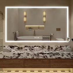 KINWELL 48 in. W x 28 in. H Rectangular Aluminum Framed LED Light Wall Mount Bathroom Vanity Mirror