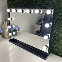 34”x26” Inches Tabletop and Wall Mount Hollywood Vanity Mirror in Black
