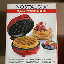 Nostalgia MyMini Waffle Maker 5" Non-Stick Cooking Surface