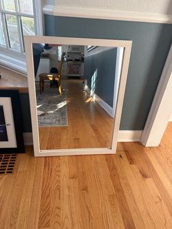 Heavy Stanley Wooden Wall Mirror Painted White
