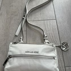 Michael Kors Small White 2 Zippered Crossbody Bag