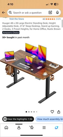 Huuger 48x28 Electric Height Adjustable Standing Desk - $80 OBO (3 of them, sold individually)
