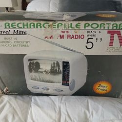 Vintage Rechargeable Portable 5-in AM FM Radio TV