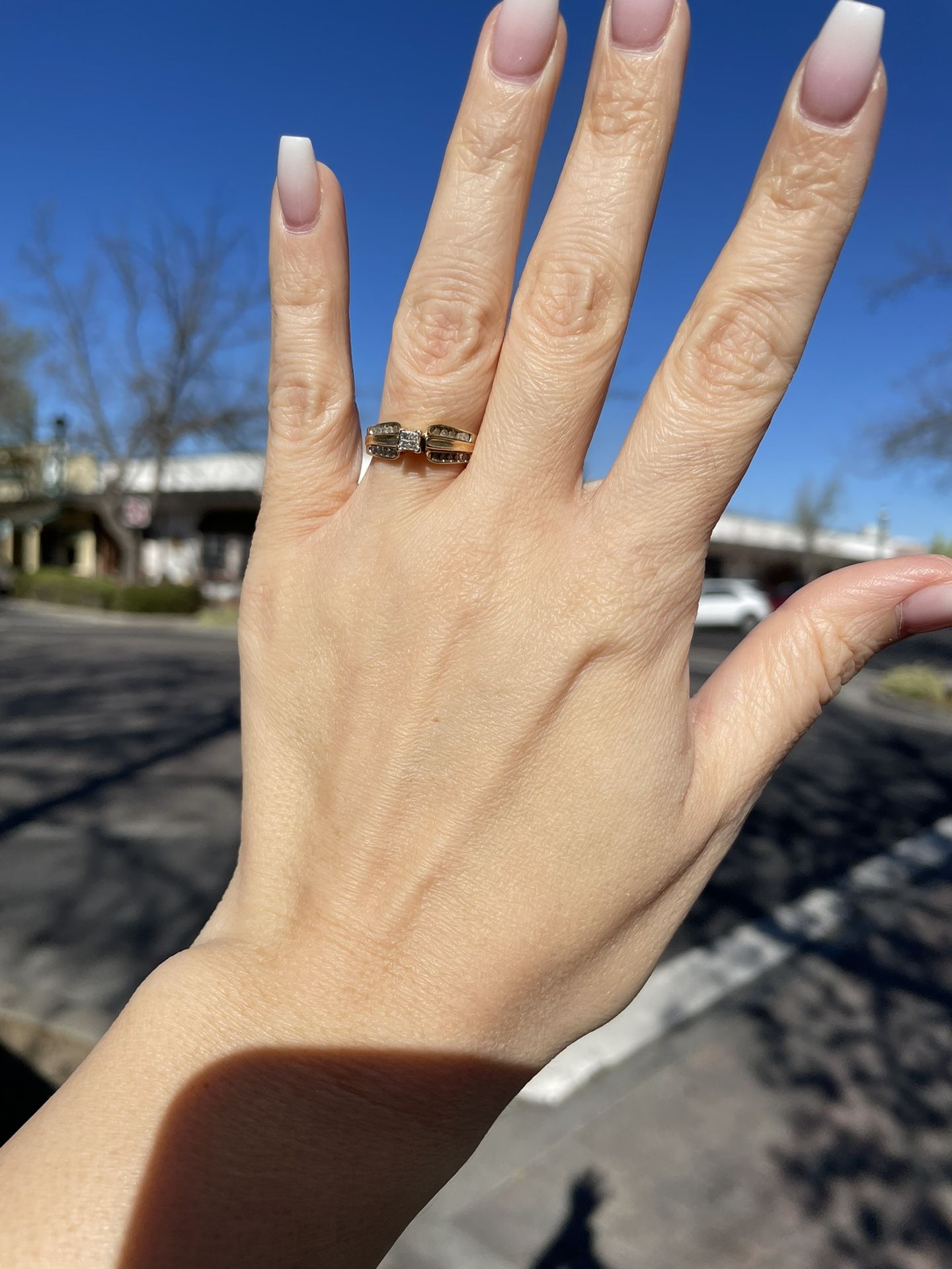 10K Gold Natural Diamonds Promise Engagement Wedding Ring
