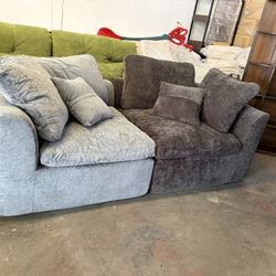 78.9" Loveseat Sofa, Cloud Boneless Couches for Living Room, Modern Modular Sectional Sofa, Oversized, Light Gray & Dark Gray