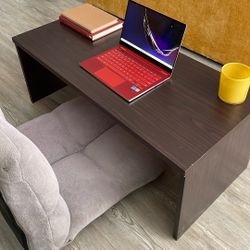 Low Rise Tatami Writing Desk, Espresso With Seat 