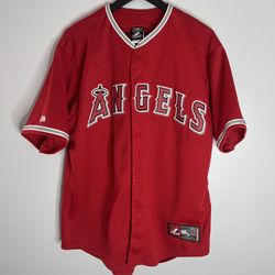 Anaheim Angels Mike Trout Baseball Jersey Mens Large Red Majestic