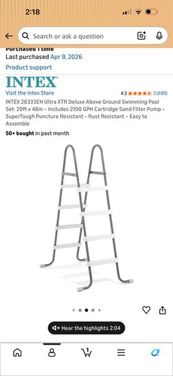 Intex Pool Ladder for 42”-48” pool