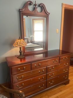 Cherry Wood Dresser with Mirror