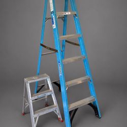Werner Ladder Set – 6 Ft Fiberglass + 2 Ft Step Stool Combo
