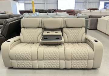 Leather power triple Reclining sofa
